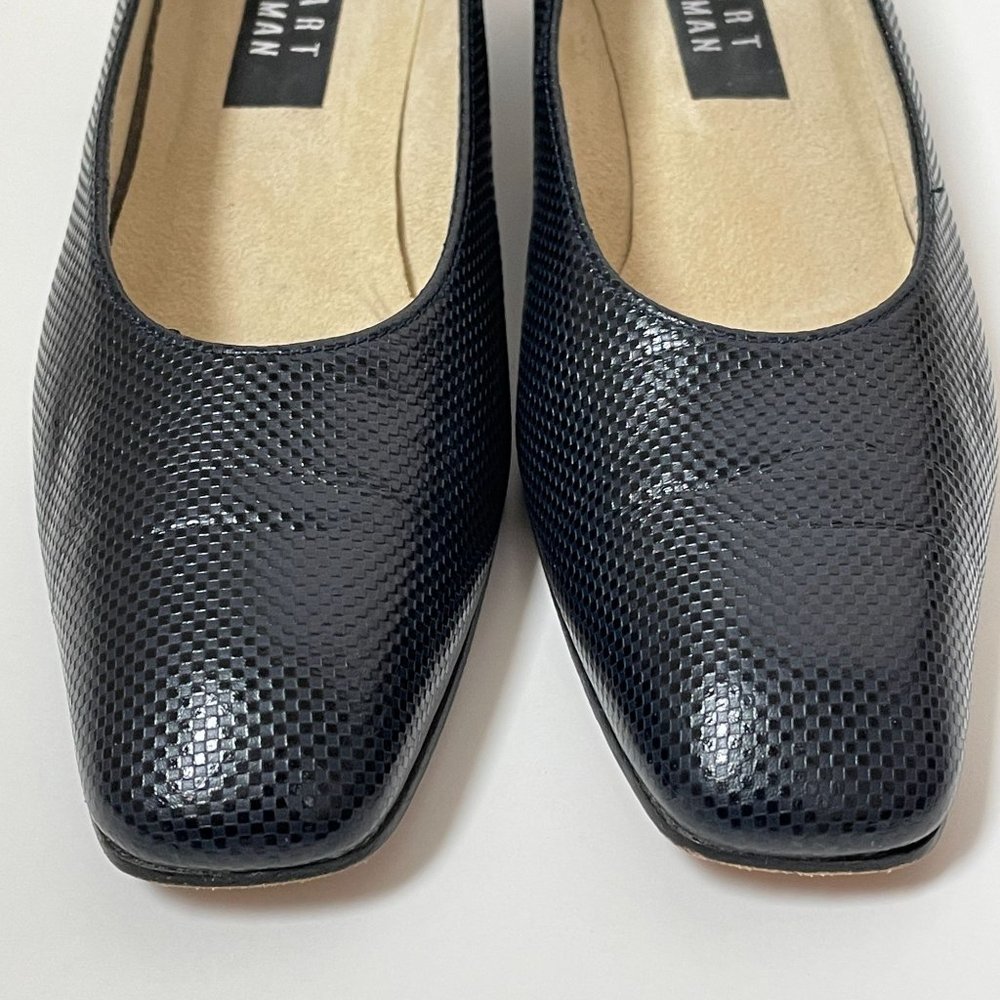 Stuart Weitzman Classic Navy Block Heel Pump Squa… - image 3